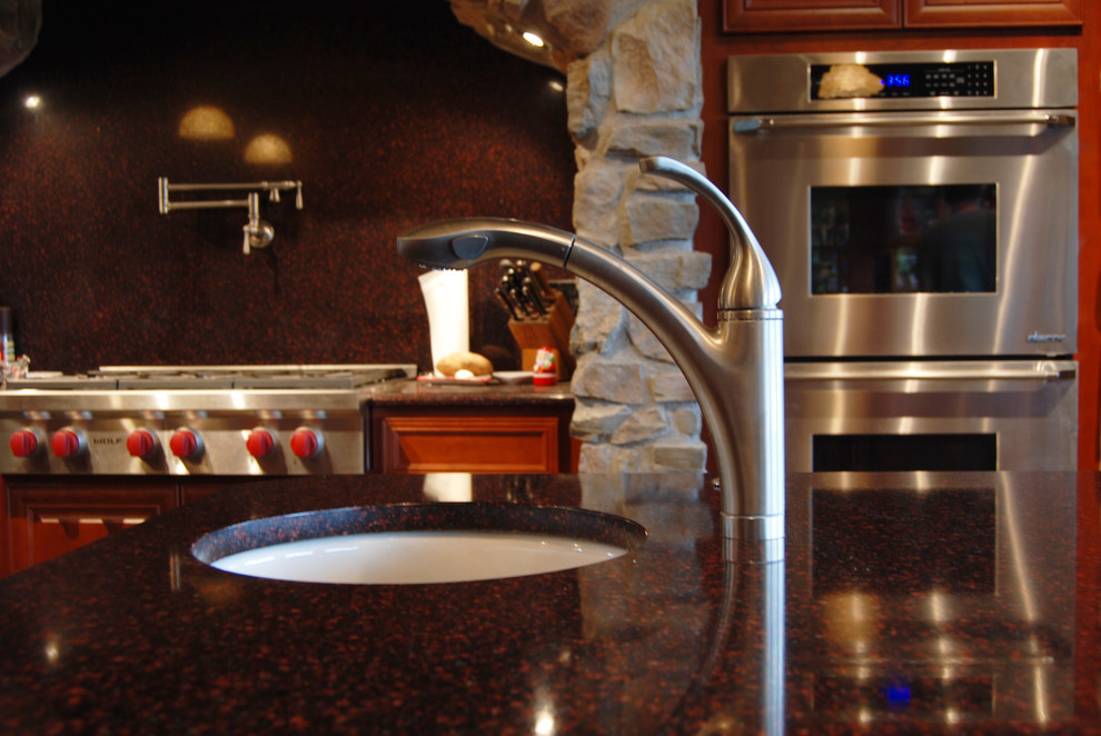Mountain style kitchen photo in Denver