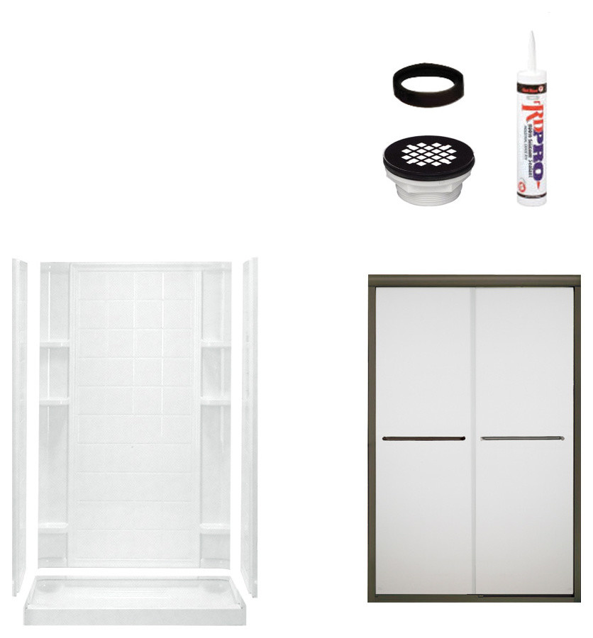 Sterling Ensemble Alcove Shower Kit, 35.25"x48"x77" Contemporary