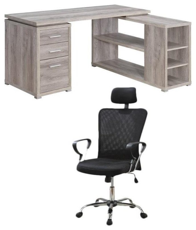 Home Square 2 Piece Furniture Set with LShaped Desk and Executive