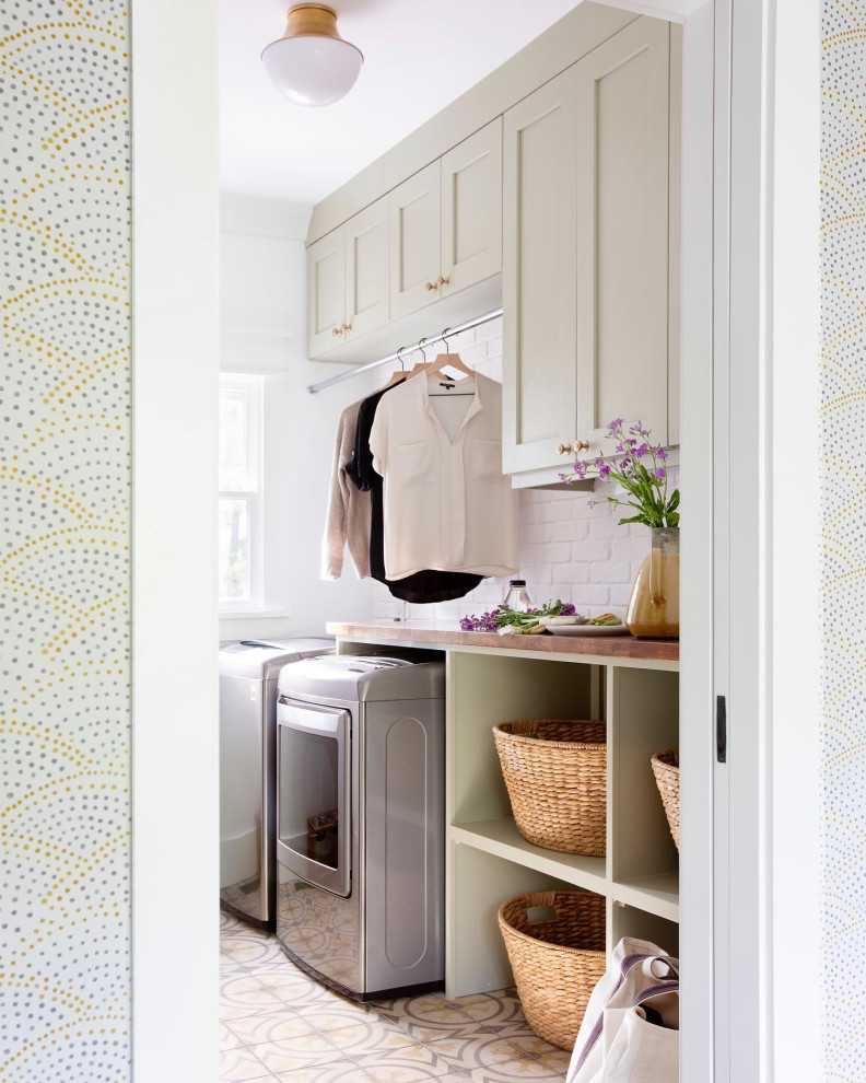 Inspiration for a transitional laundry room remodel in Charlotte