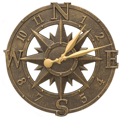 Decorative Clock, Compass Rose, French Bronze