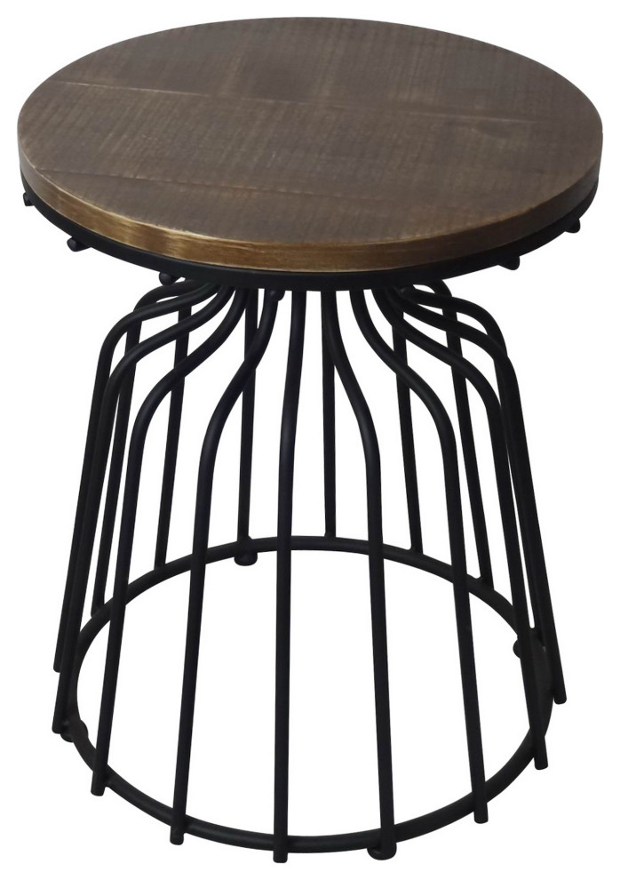 Plutus Brands Accent Table, Black Metal Industrial Side Tables And