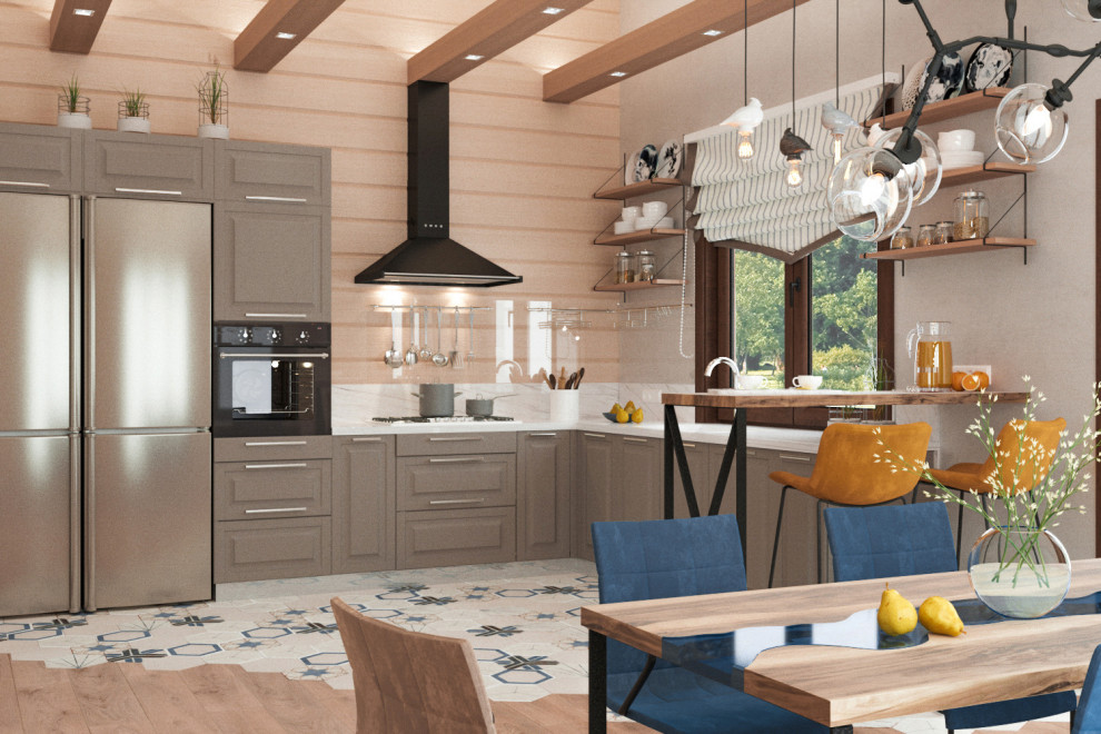 Дом из дерева. Кухня-столовая