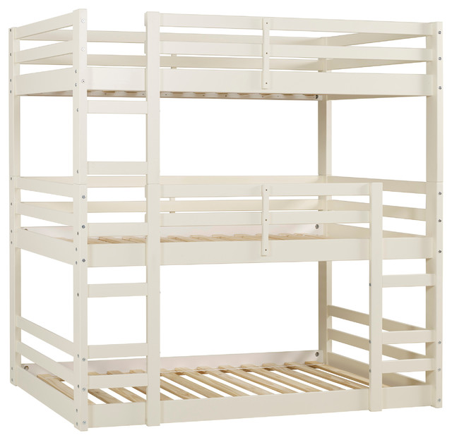 Solid Wood Triple Bunk Bed Transitional Bunk Beds by Walker
