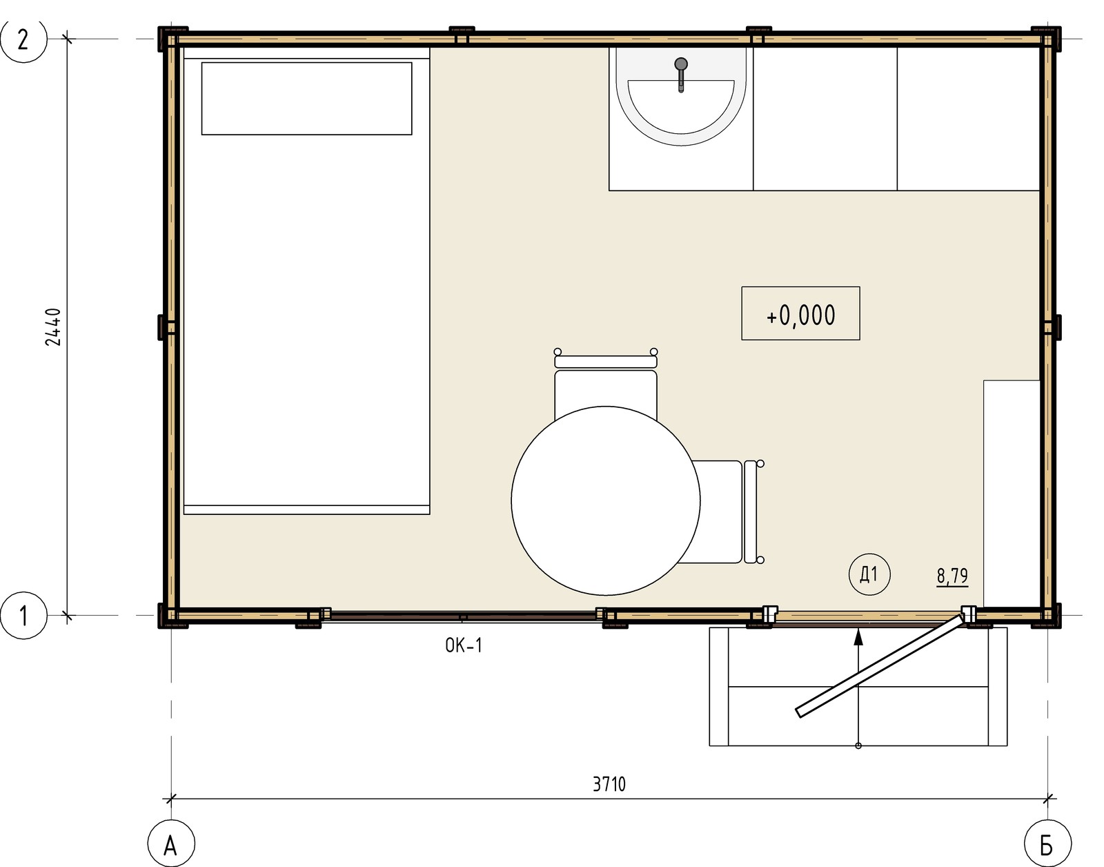 План с расстановкой мебели отметке 0.000