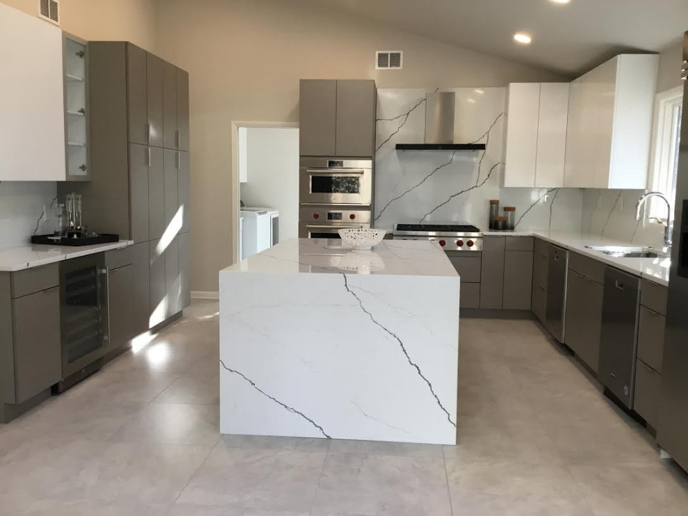Contemporary Two Toned Kitchen and Laundry Room