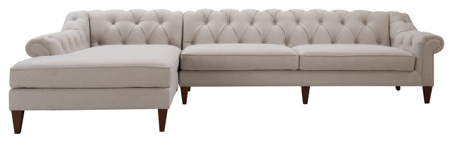Alexandra Chesterfield Tufted Left, Jennifer Leather Sectional