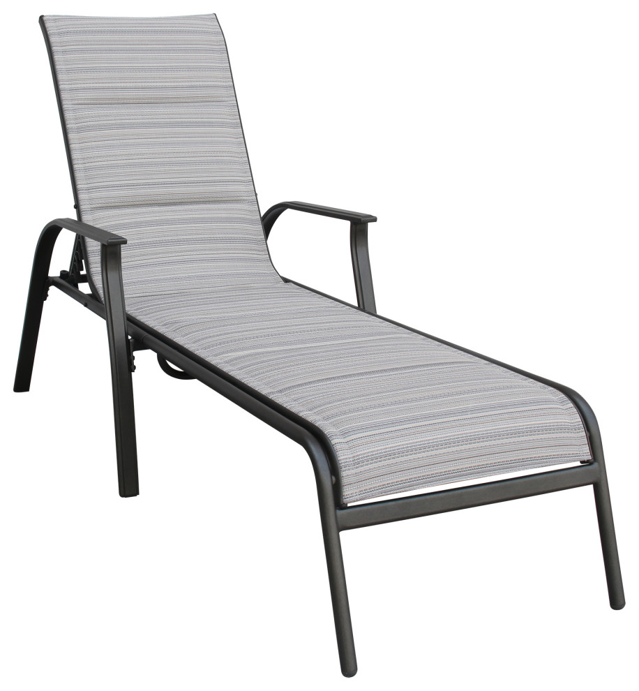 Harrington Padded Sling Chaise Lounge, Gray - Transitional - Outdoor Chaise Lounges - by Apollo 