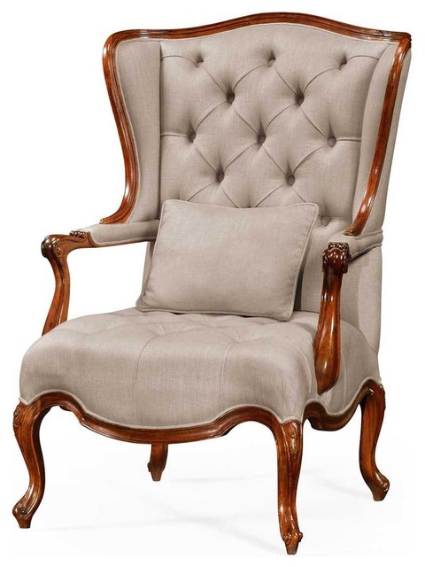 Louis Xv Style Carved Open Arm Wingchair