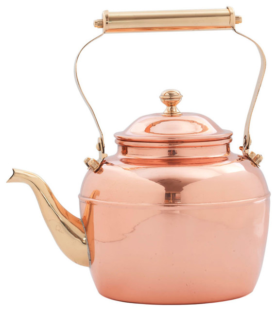 2"t. Solid Copper Tea Kettle With Brass Handle