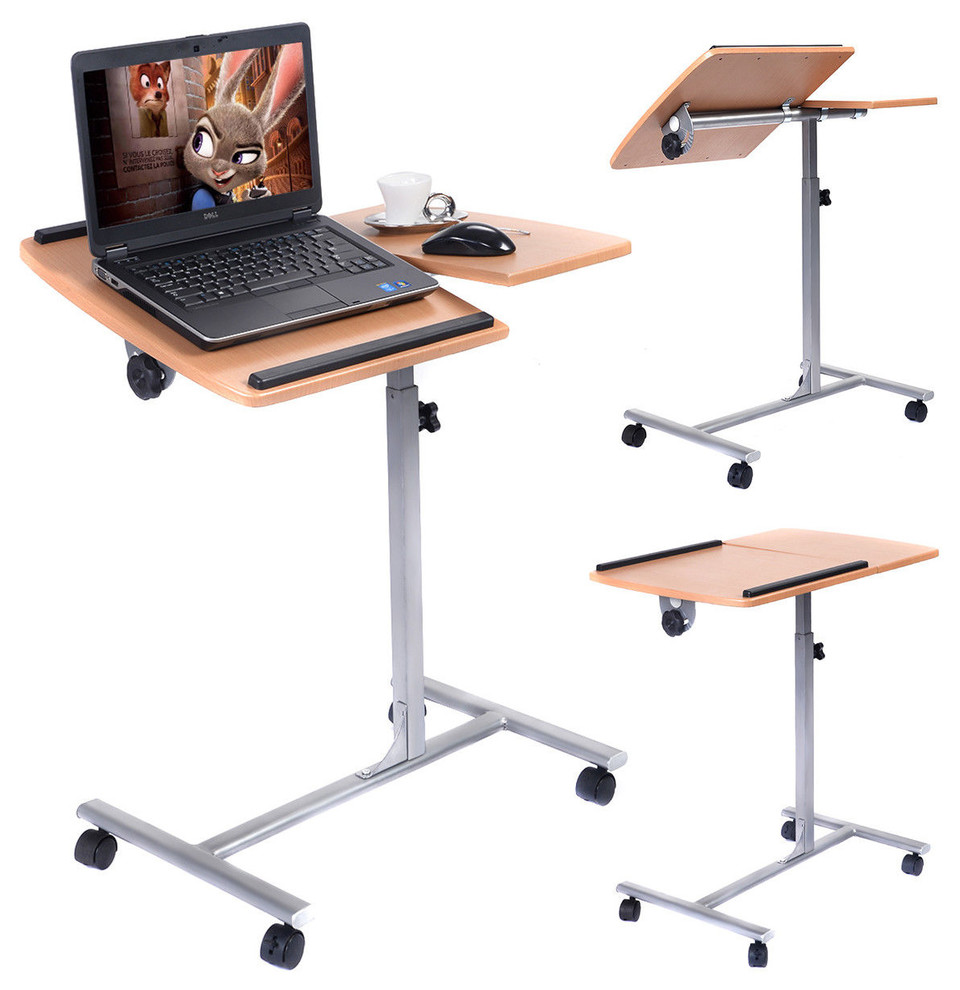Costway 1PC Adjustable Laptop Notebook Desk Stand Holder Swivel Office Wheel