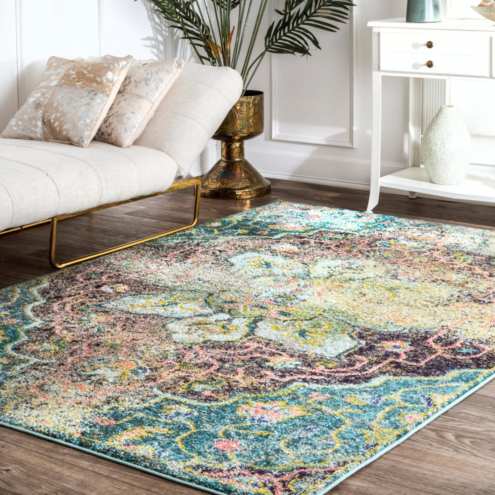 Bohemian Floral Medallion Area Rug Contemporary Area Rugs by Rugs