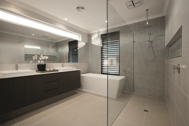 Design ideas for a contemporary bathroom in Melbourne.
