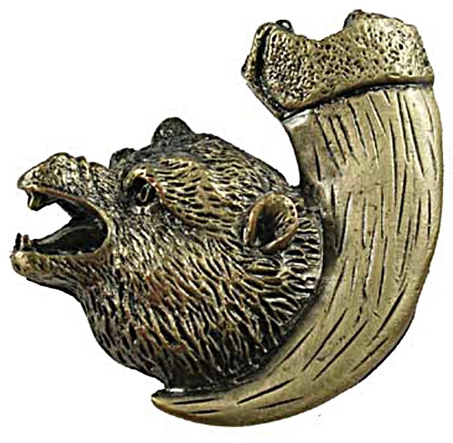 Bear with Claw Knob, Left Facing, Antique Brass