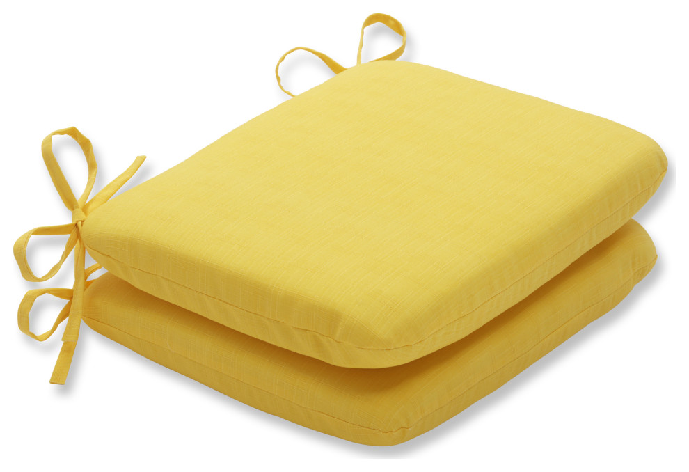 Fresco Melon Rounded Corners Seat Cushion, Set of 2 Contemporary