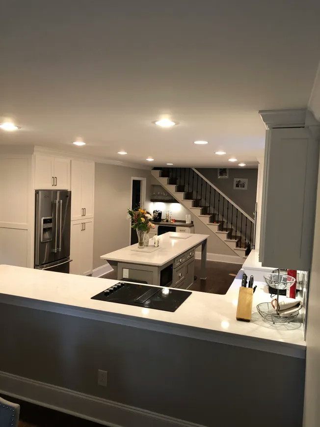 custom kitchen and includes drawer for pet plate