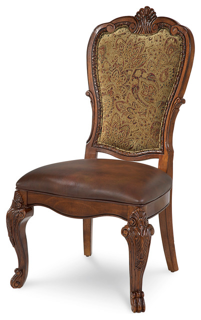 Old World Upholstered Back Side Chair, Set of 2 - Victorian - Dining