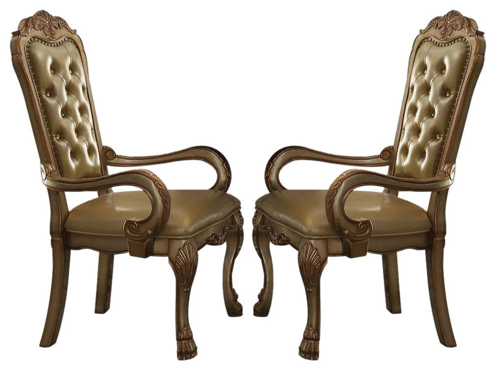 ACME Dresden Arm Chair, Gold Patina, Set of 2, 63154 Promo