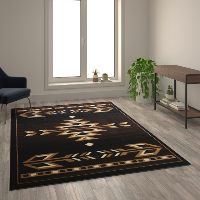 Athens Collection Southwestern Rectangle 6' x 9' Brown Area Rug