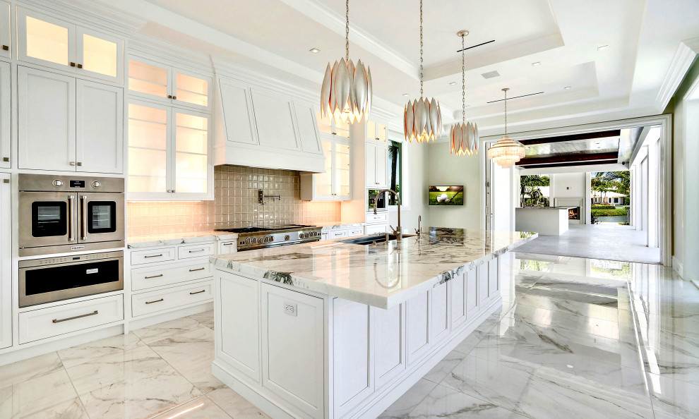 Example of a transitional kitchen design in Miami