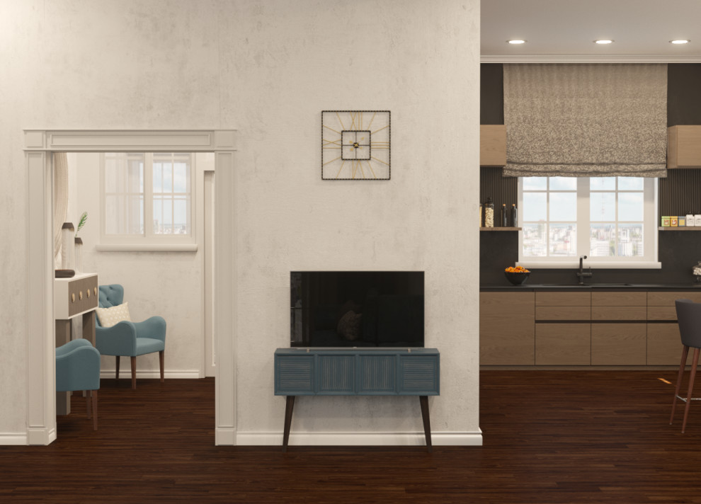 Интерьер обеденной части квартиры 75 кв м