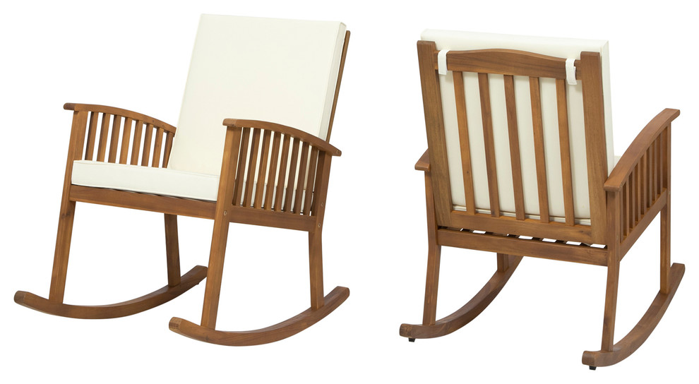 audrey outdoor acacia wood rocking chairs, set of 2