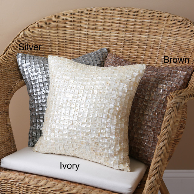 Mother-of-Pearl Accent 14-Inch Square Throw Pillows