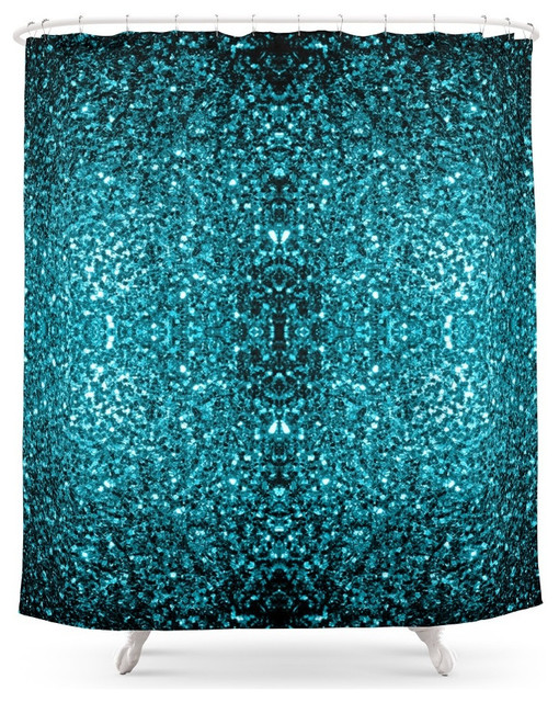 Society6 Beautiful Aqua Blue Glitter Sparkles Shower Curtain