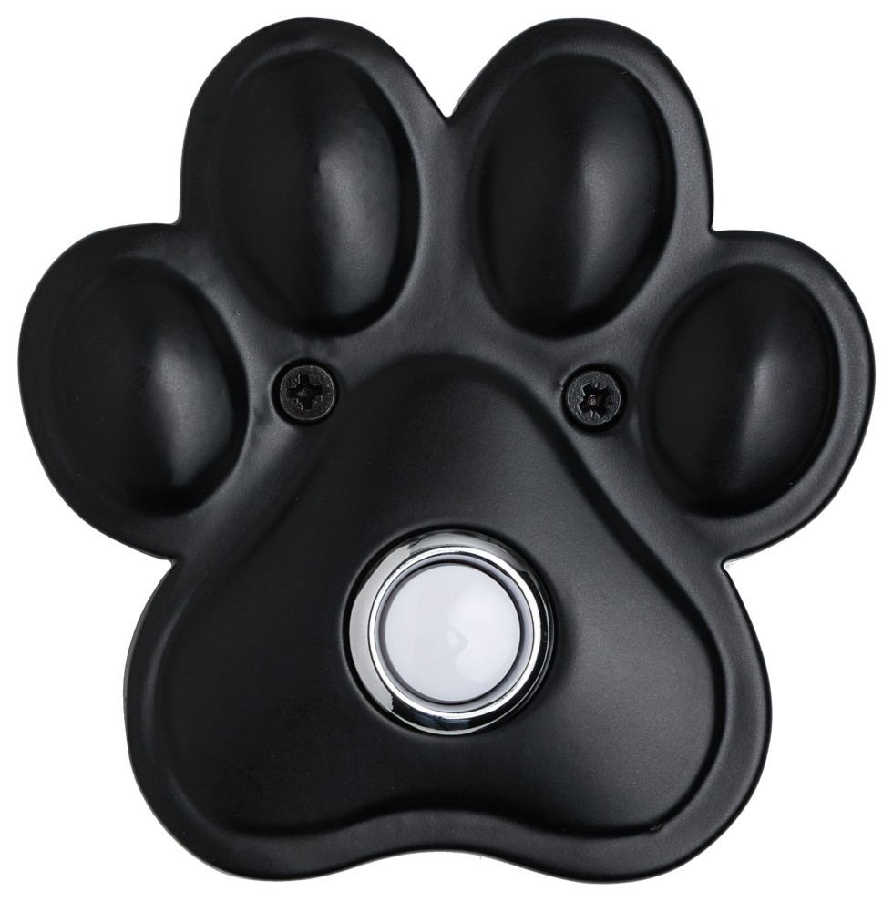 Solid Brass Paw Print Doorbell in 4 Finishes Contemporary Doorbells