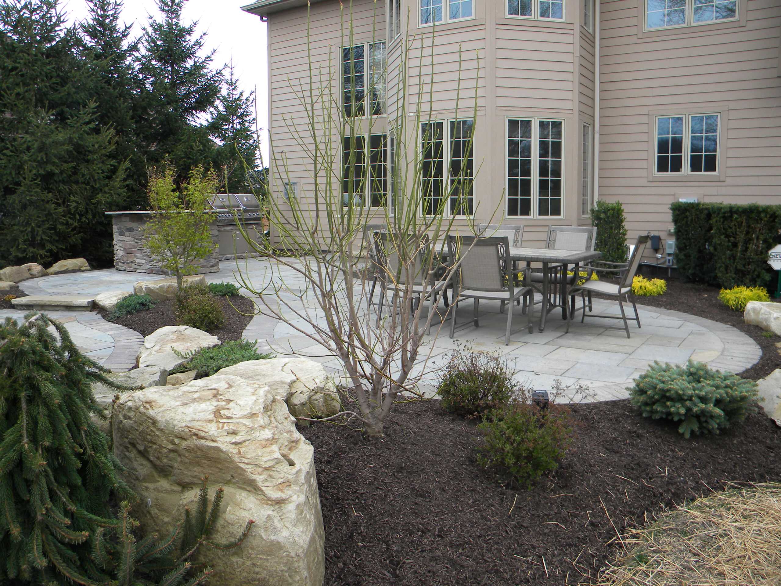 Patio Water Feature and Fireplace
