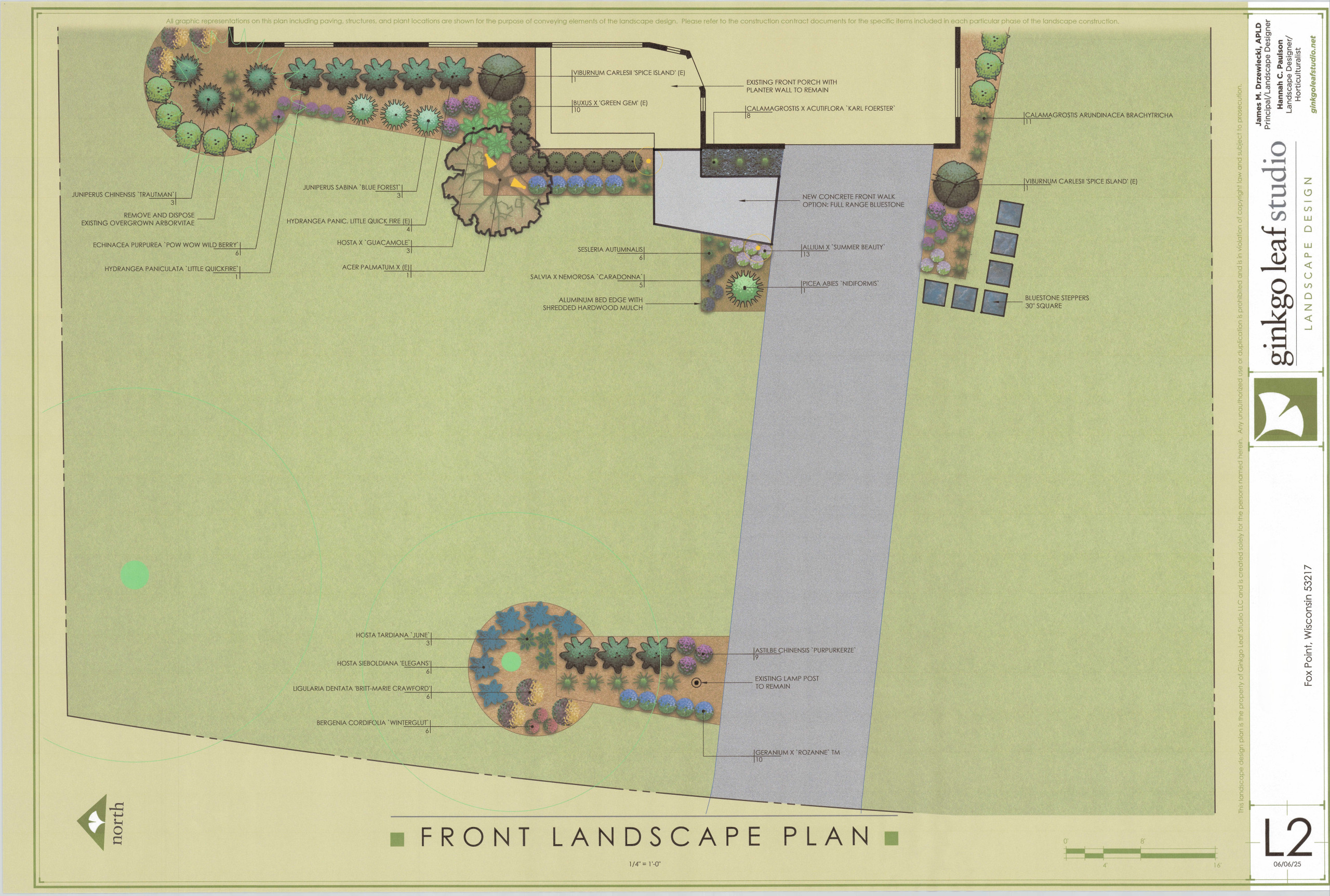 Mid-Century Front + backyard landscape - Fox Point, WI