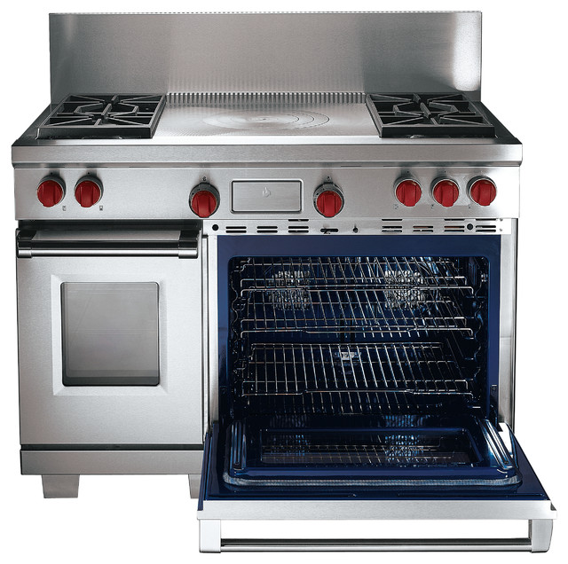 Wolf 48" Pro-style Dual-fuel Range, Classic Stainless | DF484F