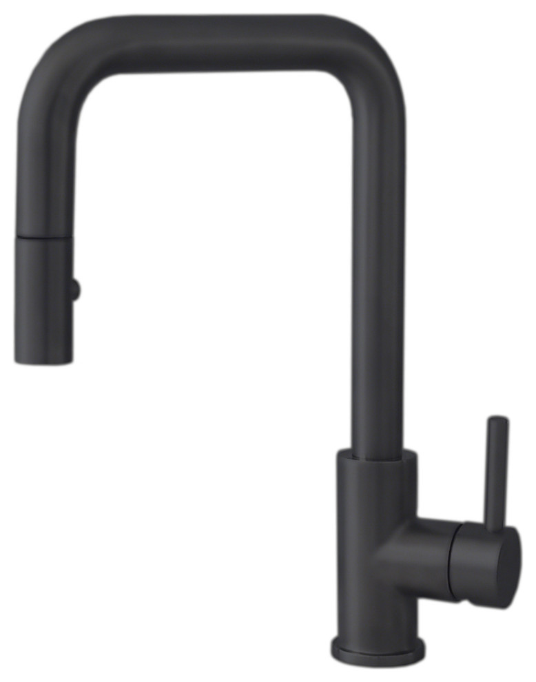 Single Handle Pull-Down Dual Mode Kitchen Faucet in Stainless Steel Matte Black