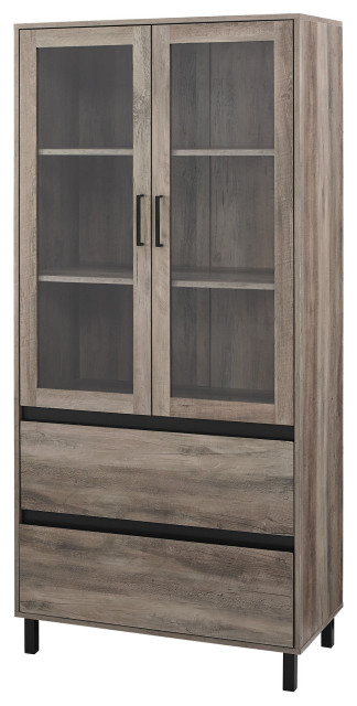 Clark 68" Glass Door Storage Hutch - Transitional - China Cabinets And  Hutches - by Walker Edison | Houzz