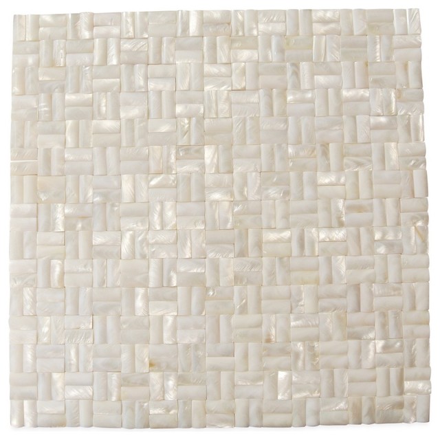 Mother of Pearl Serene White 12 in. x 12 in. 3D Seamless Pearl Shell Tile