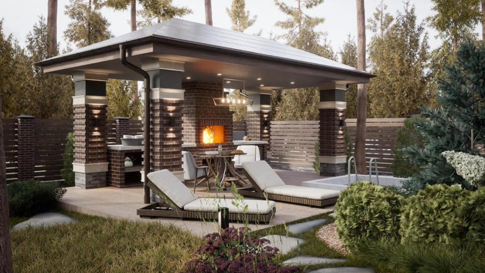 Крытая терраса с летней кухней