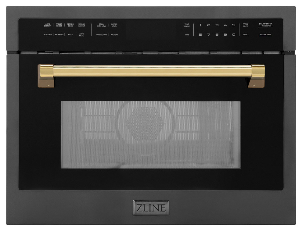 ZLINE 24" Microwave Oven, Black Stainless With Gold MWOZ24BSG