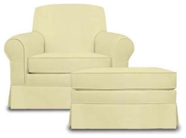 Upholstered Tight Back Lounge Chair w Ottoman