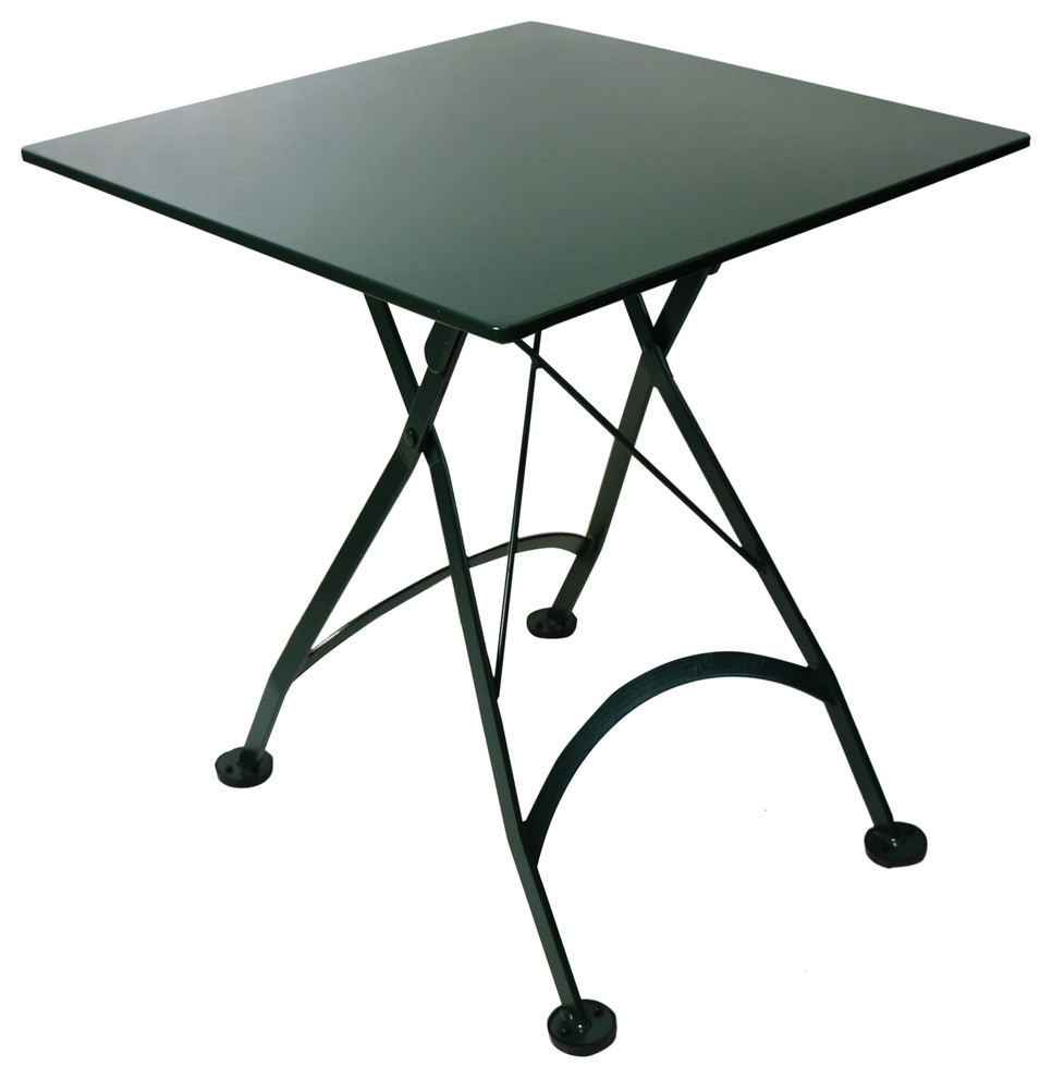 French Cafe Bistro Folding Table, 28"x28" Square Steel Metal Top