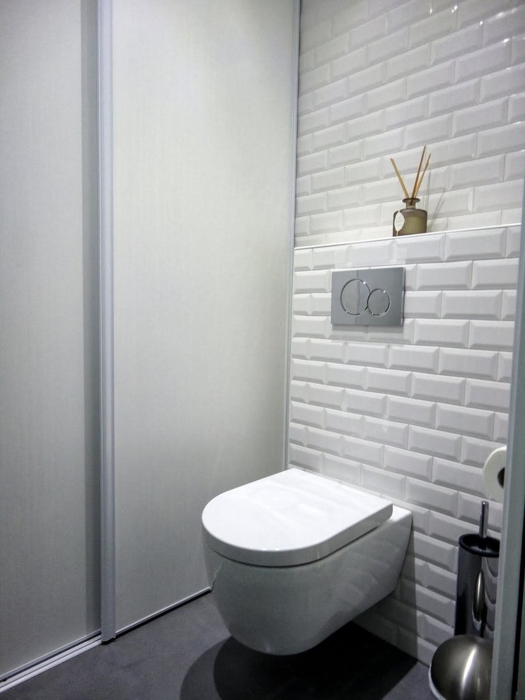 This is an example of a modern powder room in Paris.