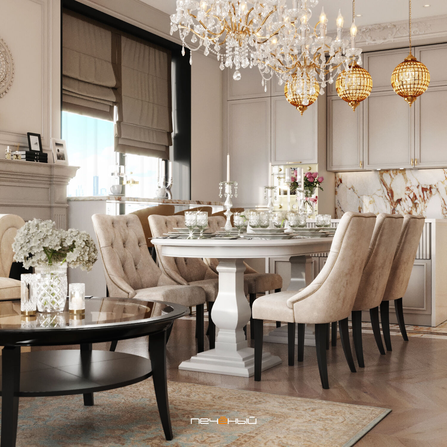 2025 Дизайн 3-комнатной квартиры 90 м² в классическом стиле, Москва, ЖК Остров