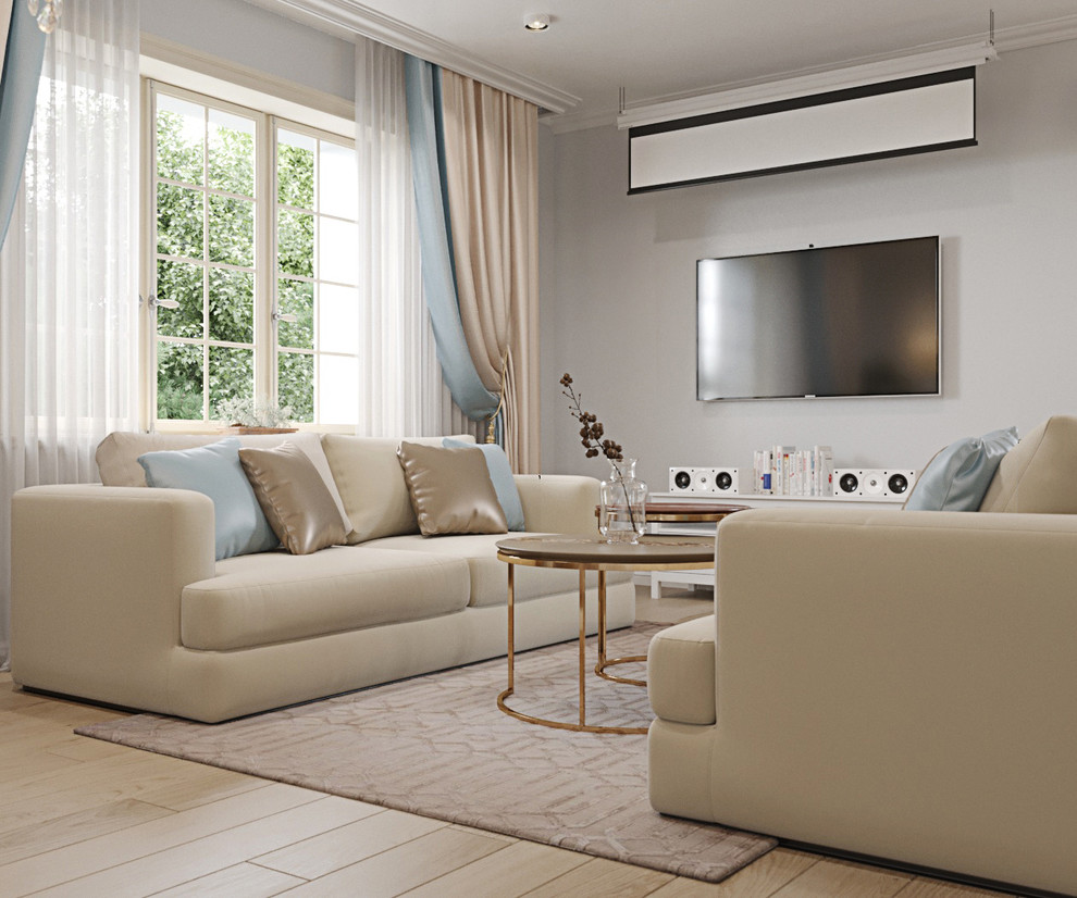 Дизайн кухни-гостиной в классическом стиле