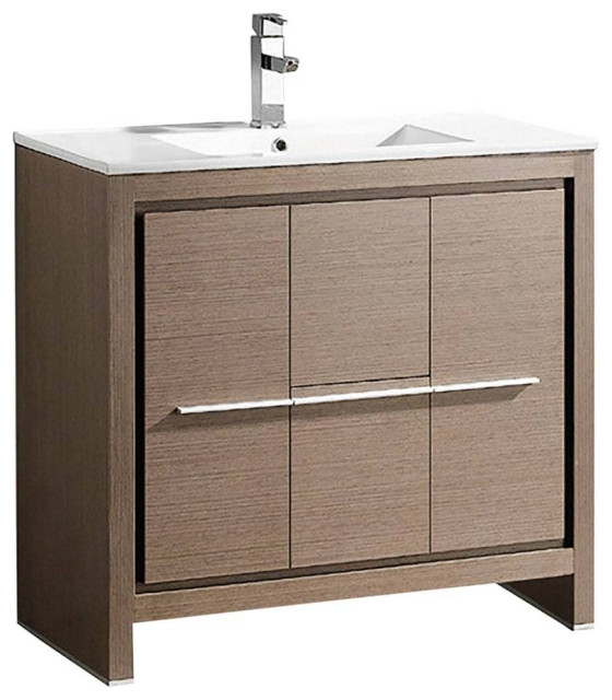 Fresca FCB8136GOI Allier 36" Gray Oak Modern Bathroom With