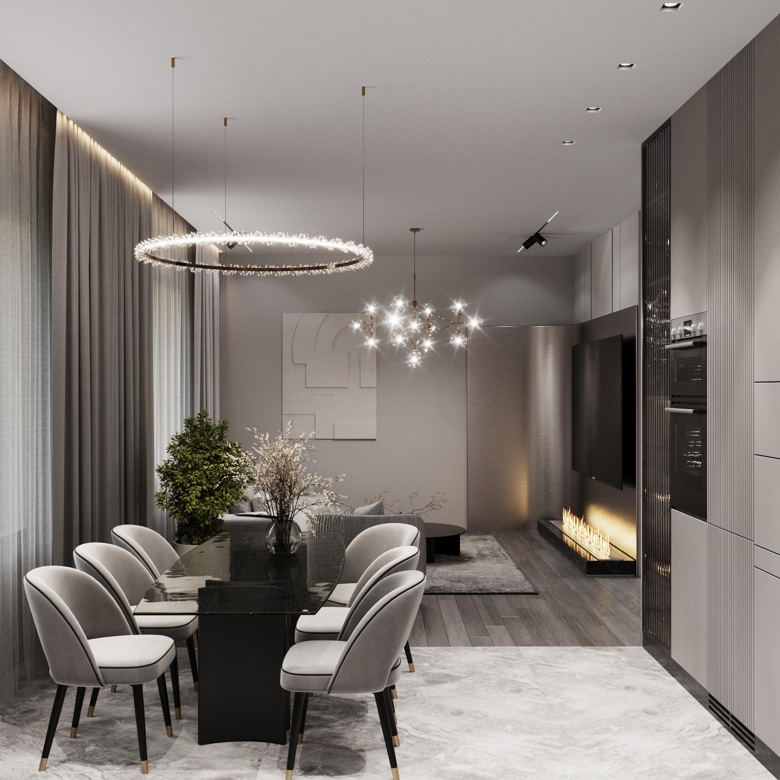 3D visualization of a luxurious open-plan space
