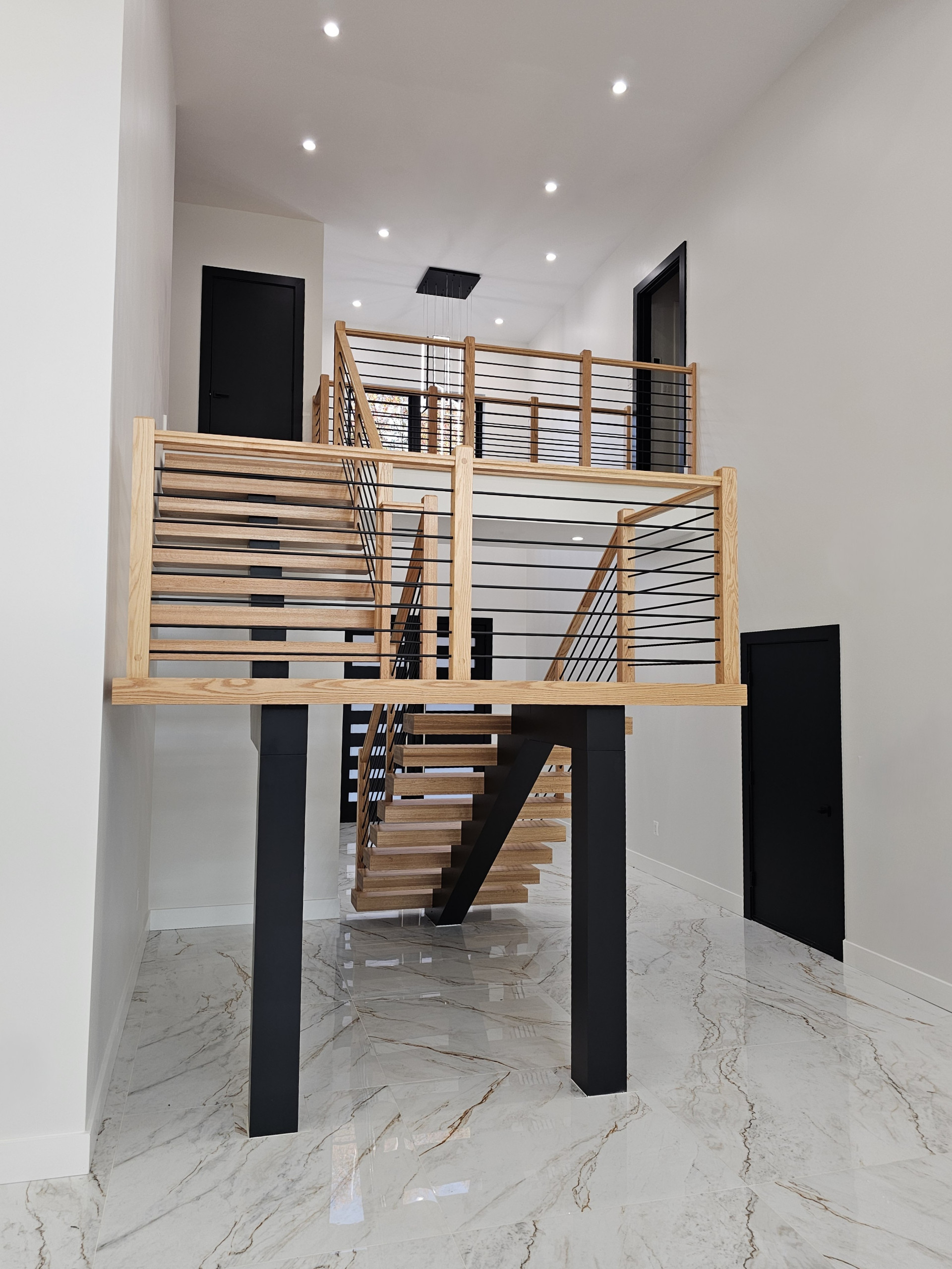 143_Modern Floating Red Oak and Metal Staircase, Sterling, VA