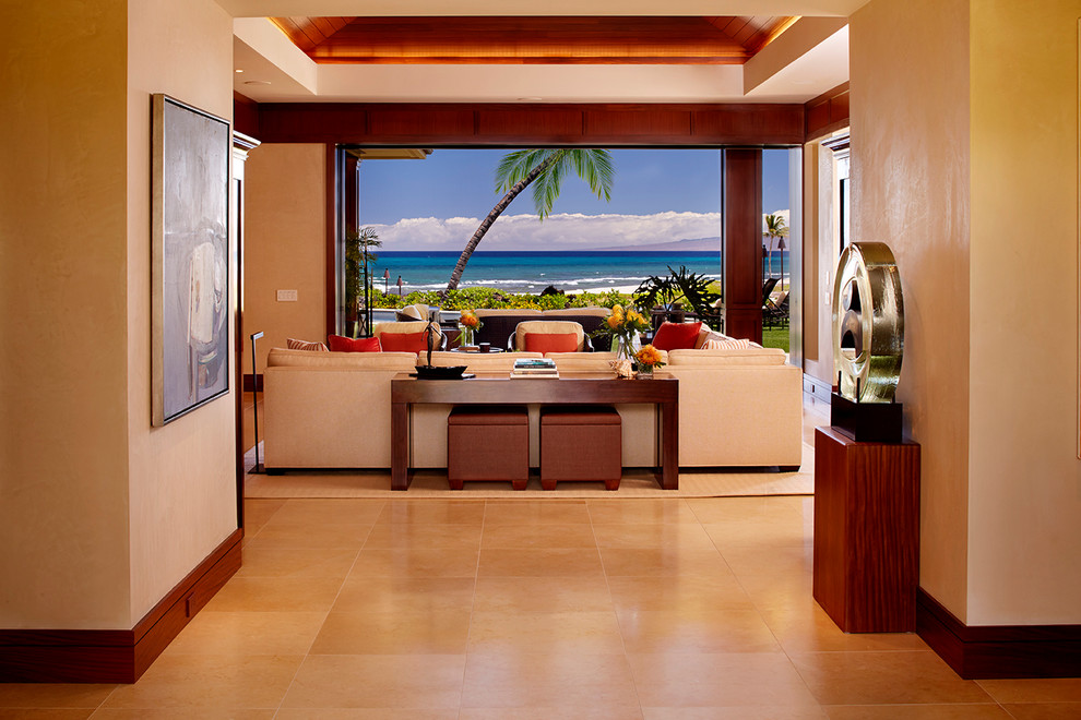 Design ideas for a tropical hallway in Hawaii.