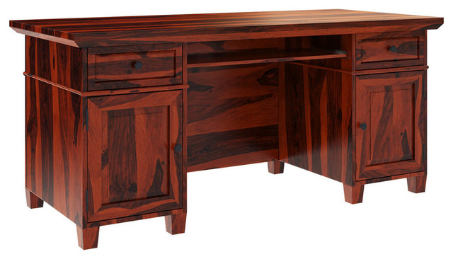 Bedias Solid Rosewood Office Computer Desk With Pull Out Keyboard