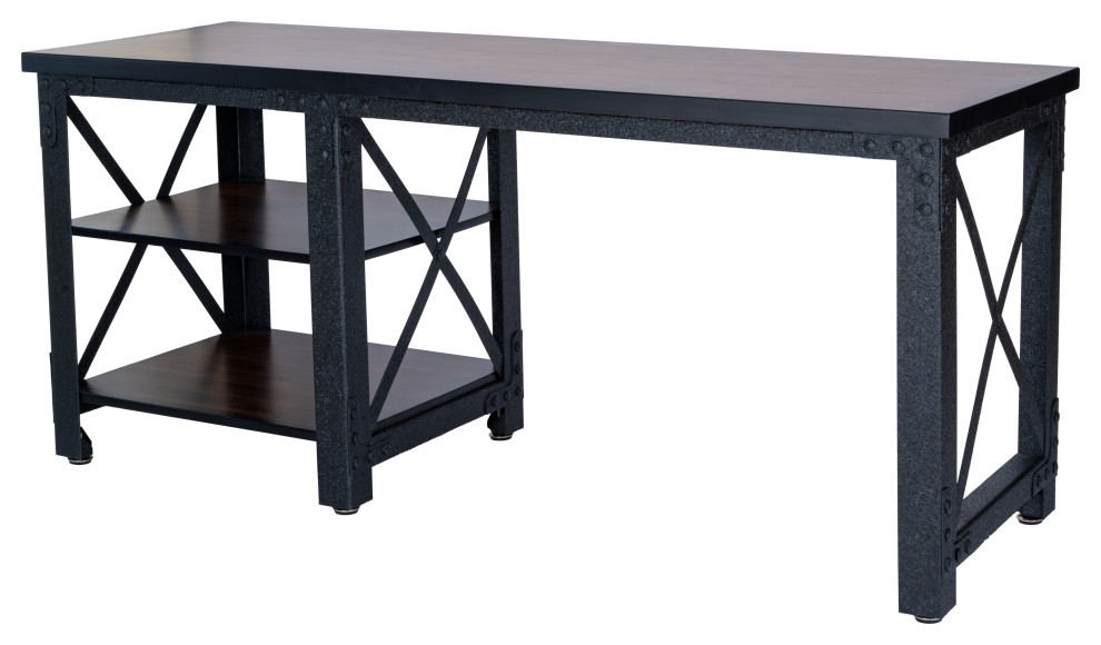 Duramax Weston 72" Industrial Metal & Wood Desk with Shelves