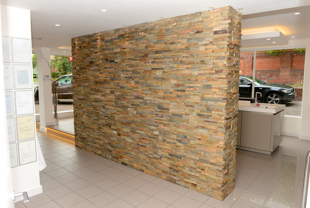 Stone Cladding Feature Wall Kitchen Modern Kuche