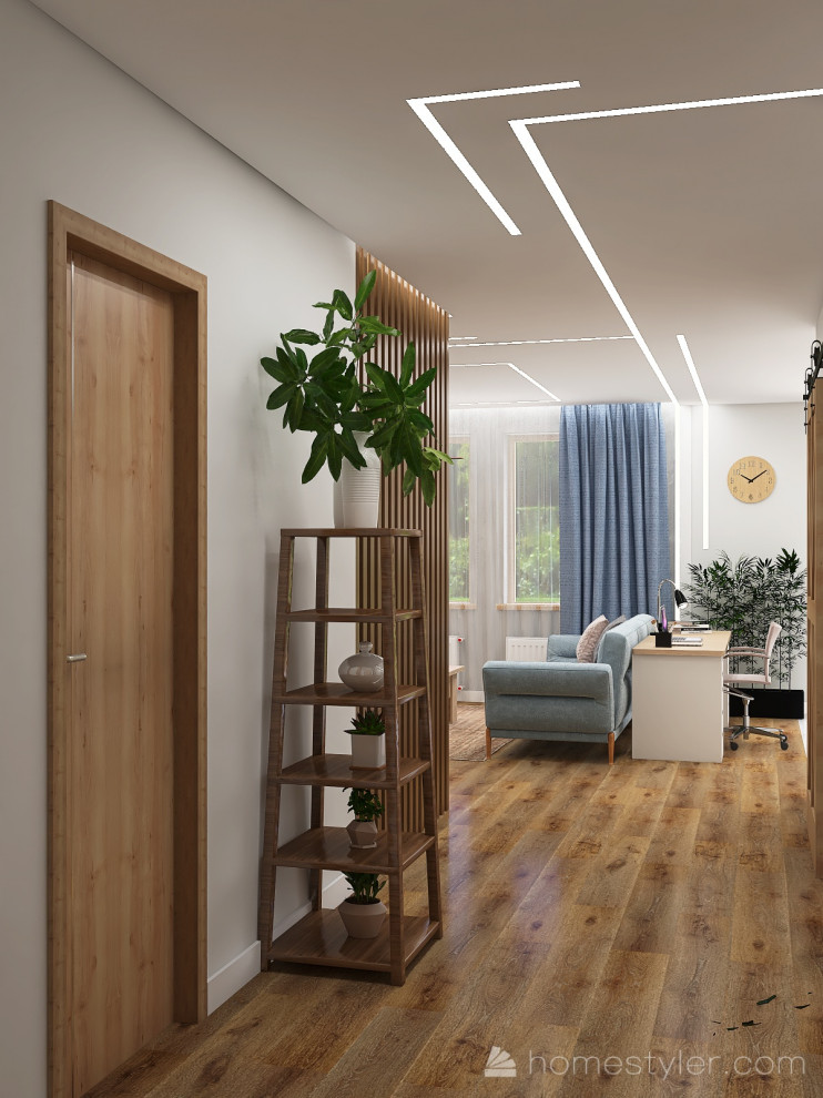 Коридор в Проекте кухни-гостиной в большой двухкомнатной квартире